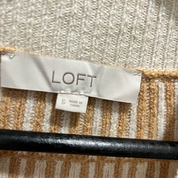 Loft Fair Isle Mockneck Sweater womens size small neutral Ski cozy warm - Picture 3 of 6